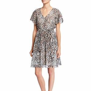 Neiman Marcus Animal-Print Chiffon Dress, 10, NWT